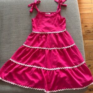 Pink Sleeveless Dress with White Trim